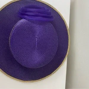 Accessories | Derby Style Purple Sparkly Metallic Gold Trim 
